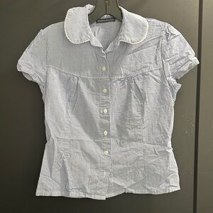 Brandy Melville Blue Striped Button-Up Top